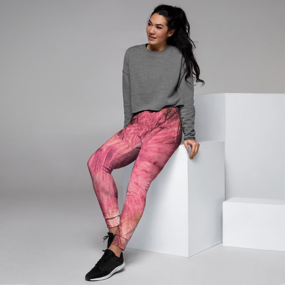 Pink Tie Dye Print Women's Joggers-grizzshop