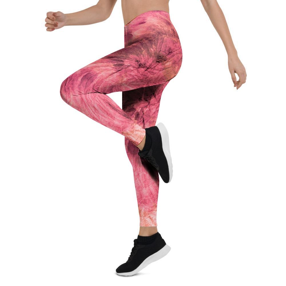 Pink Tie Dye Print Women's Leggings-grizzshop