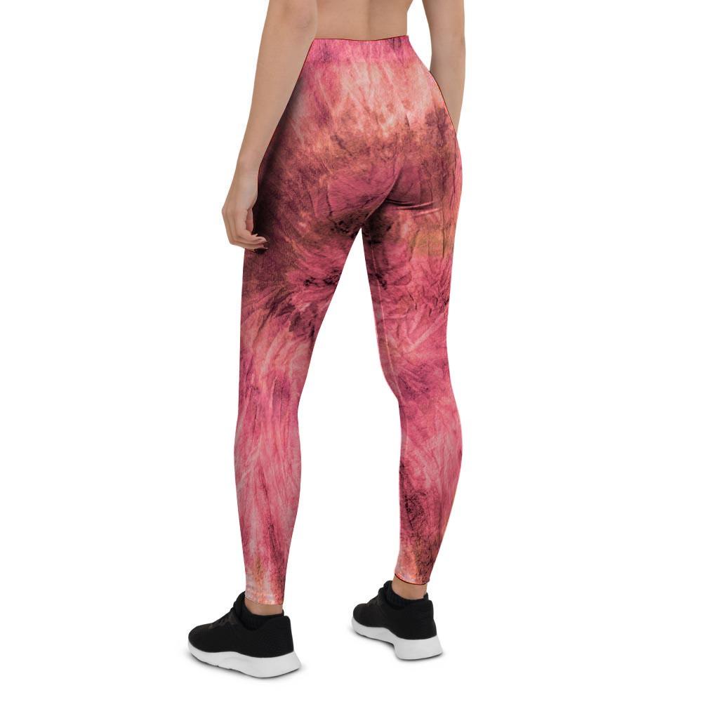 Pink Tie Dye Print Women's Leggings-grizzshop