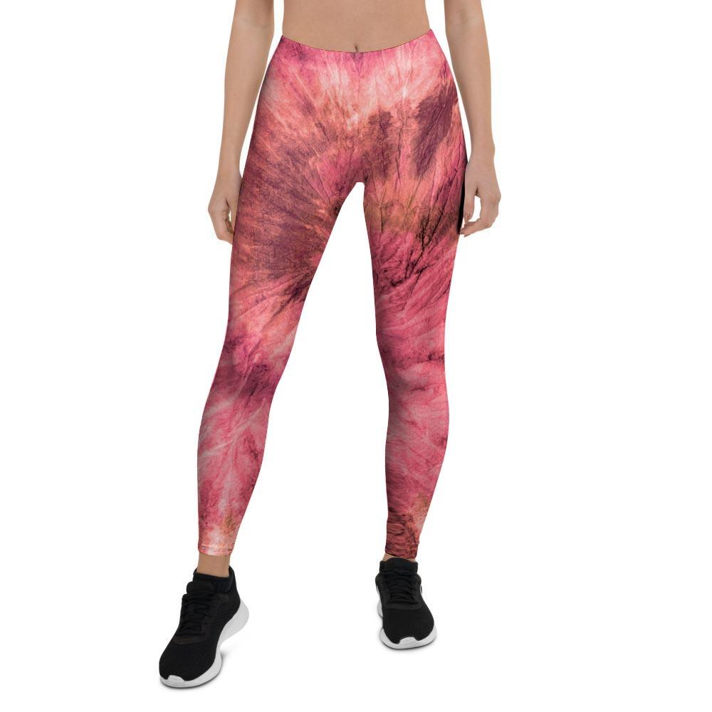 Pink Tie Dye Print Women's Leggings-grizzshop