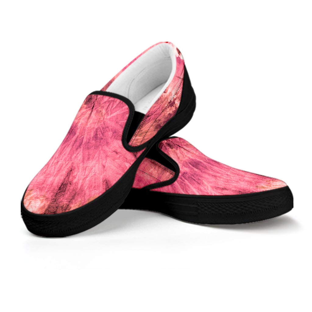 Pink Tie Dye Print Women's Slip On Sneakers-grizzshop