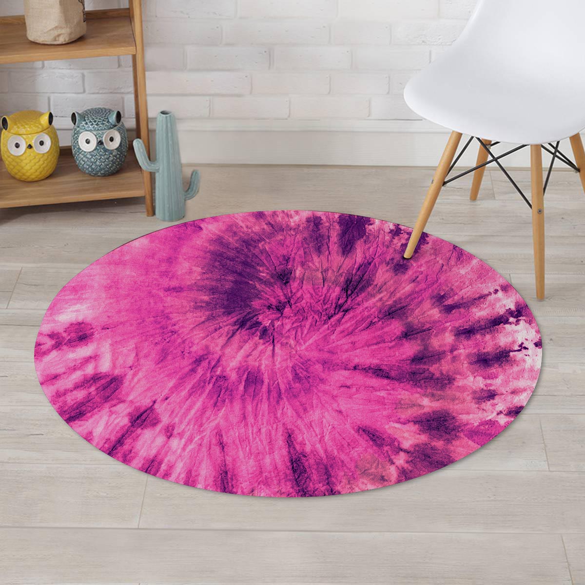 Pink Tie Dye Round Rug-grizzshop