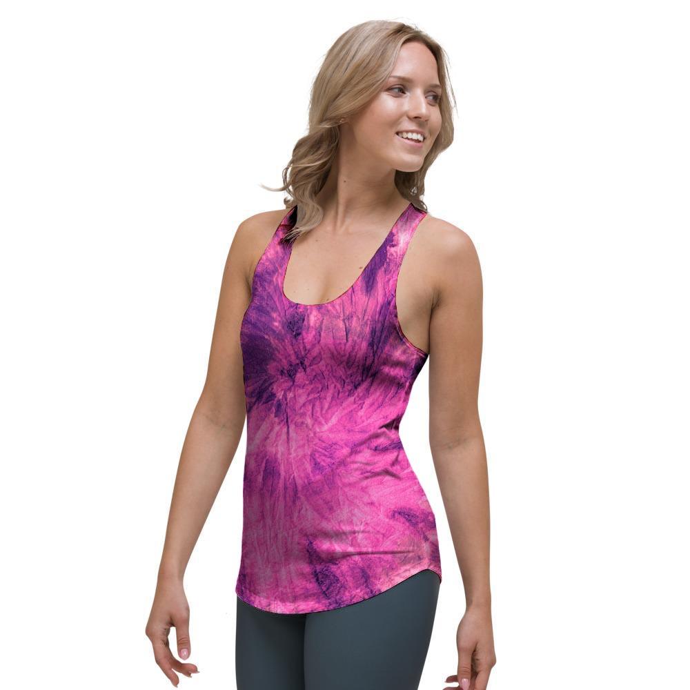 Pink Tie Dye Women's Racerback Tank Top-grizzshop