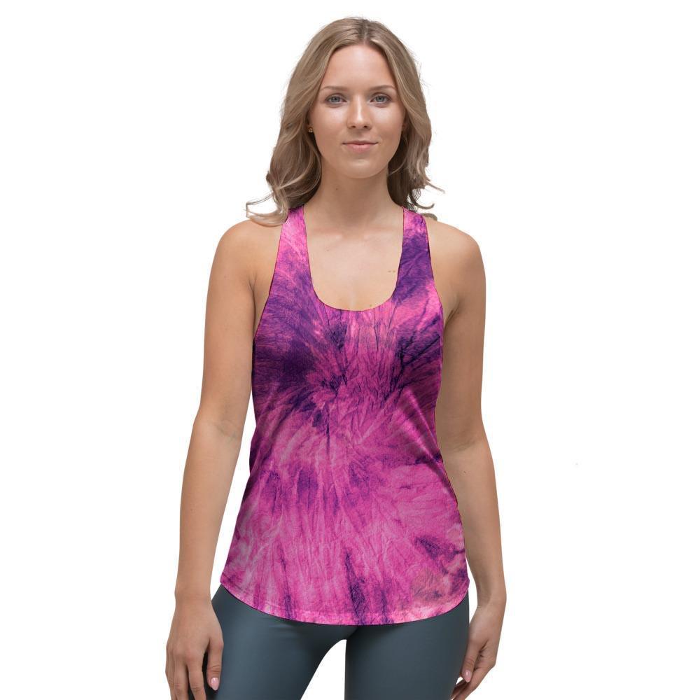 Pink Tie Dye Women's Racerback Tank Top-grizzshop