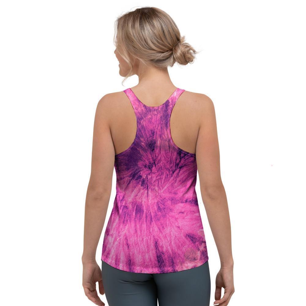 Pink Tie Dye Women's Racerback Tank Top-grizzshop