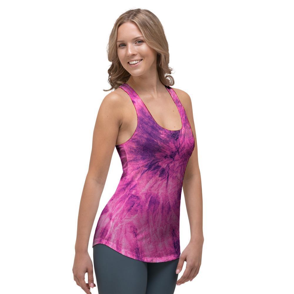 Pink Tie Dye Women's Racerback Tank Top-grizzshop