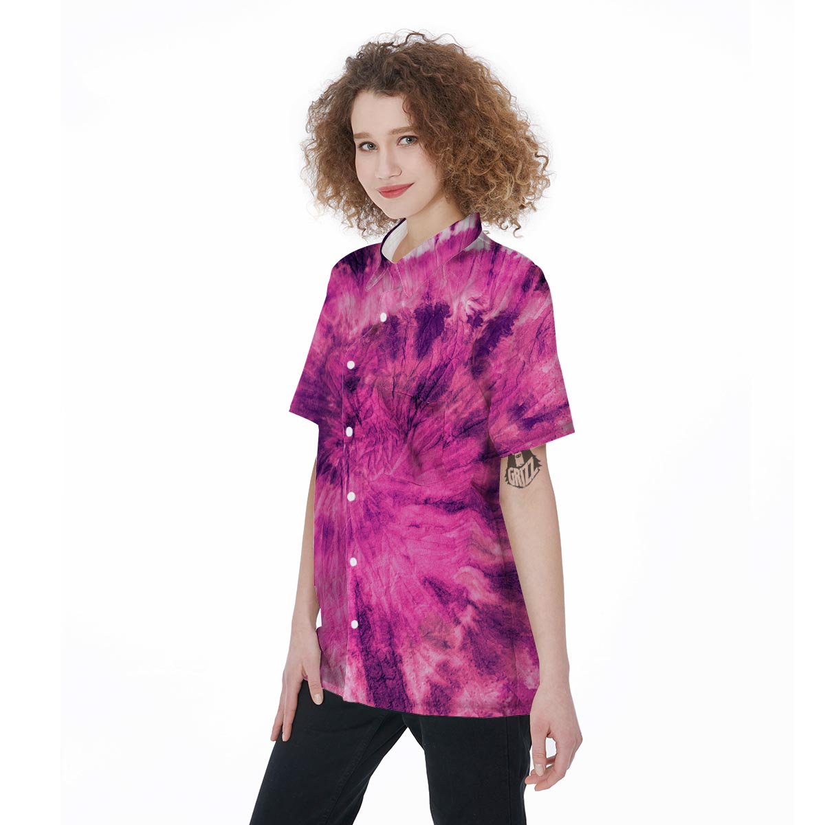 Pink Tie Dye Women's Short Sleeve Shirts-grizzshop