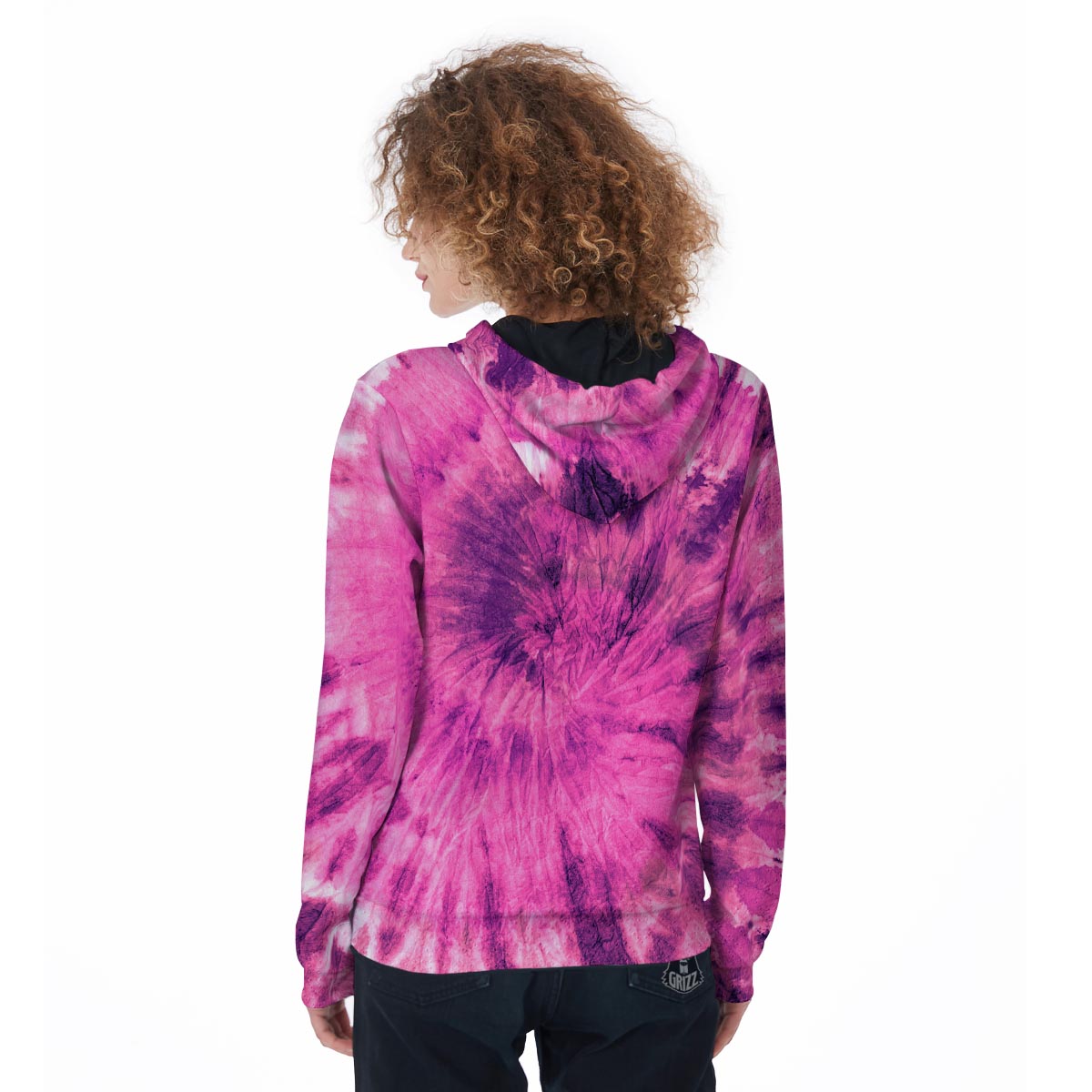 Pink Tie Dye Women's Zip Up Hoodie-grizzshop