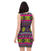 Pink Tribal Aztec Grunge Bodycon Dress-grizzshop