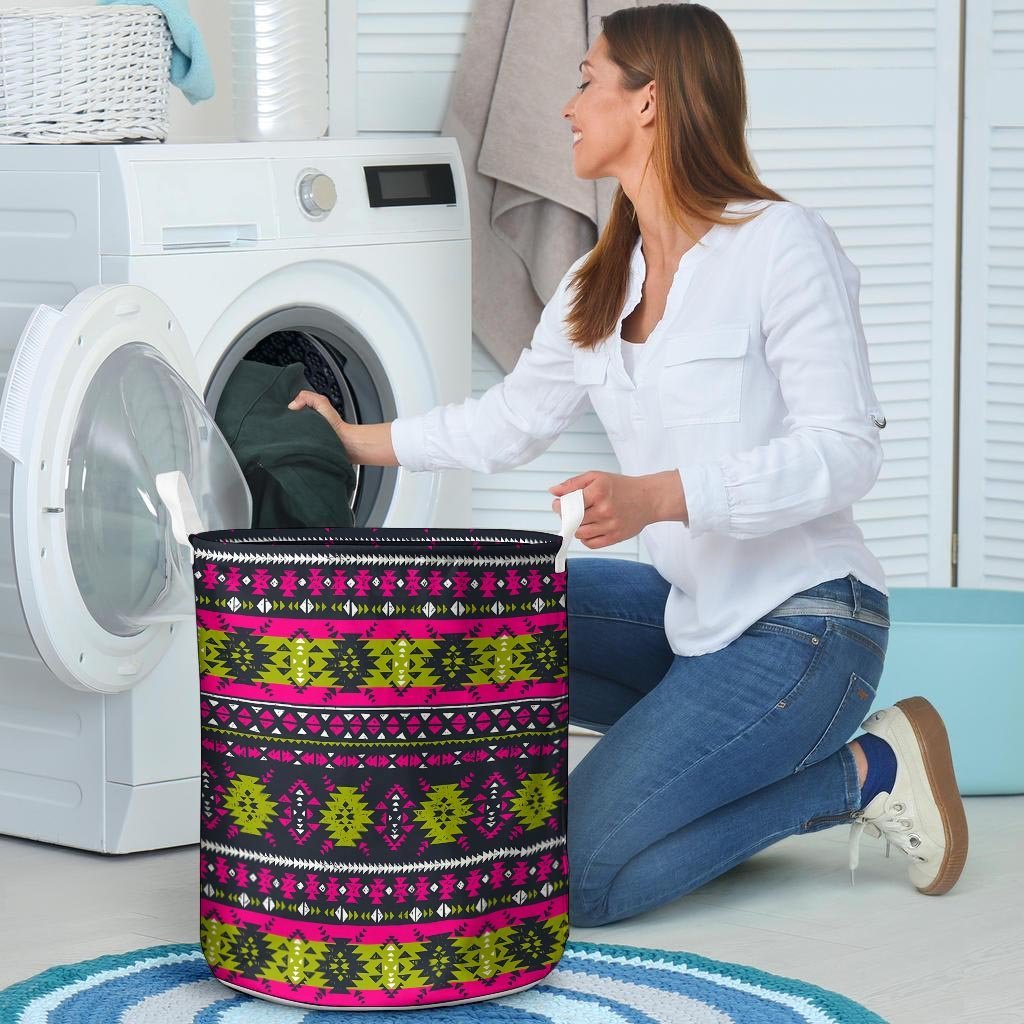 Pink Tribal Aztec Grunge Laundry Basket-grizzshop