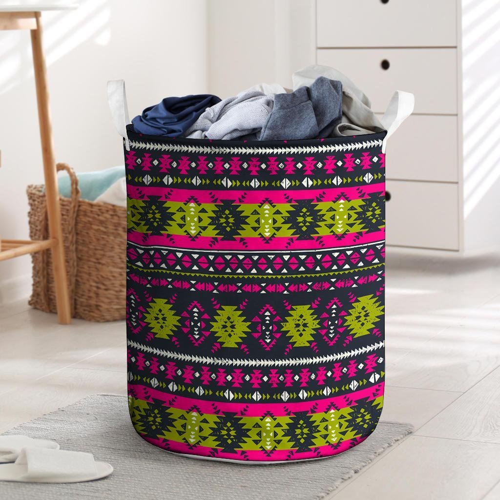 Pink Tribal Aztec Grunge Laundry Basket-grizzshop