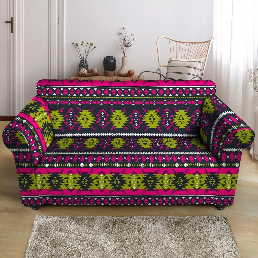 Pink Tribal Aztec Grunge Loveseat Cover-grizzshop