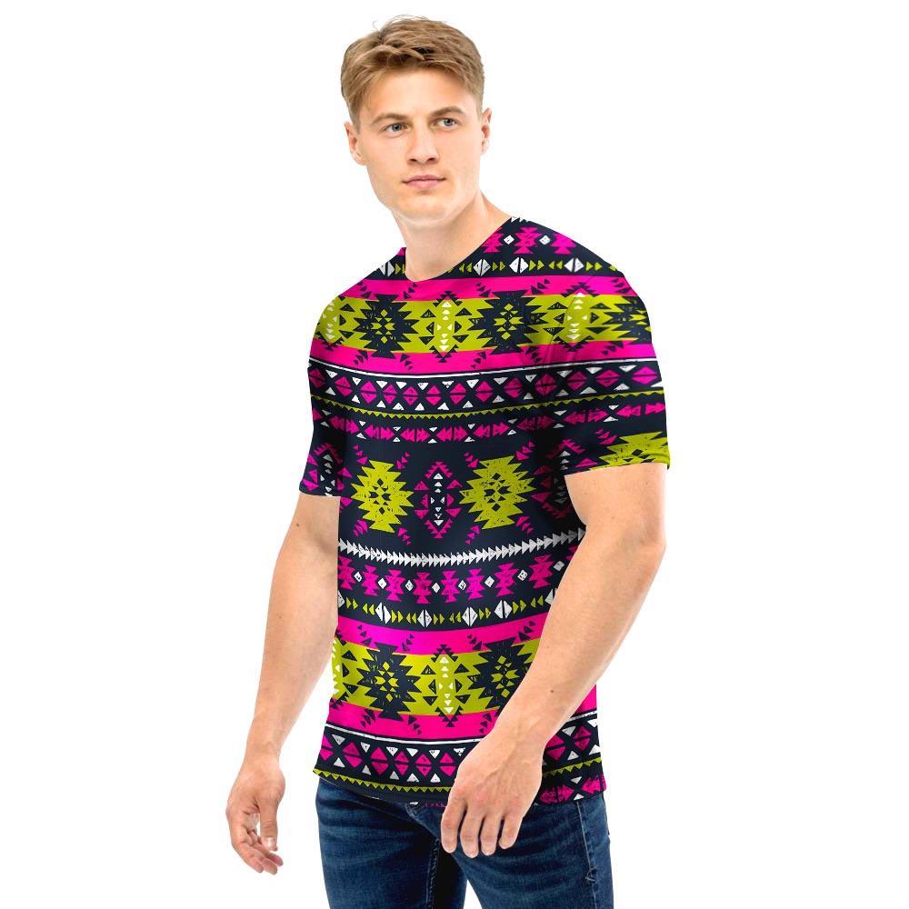 Pink Tribal Aztec Grunge Men T Shirt-grizzshop