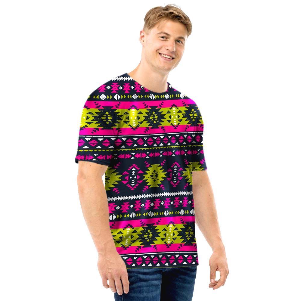 Pink Tribal Aztec Grunge Men T Shirt-grizzshop