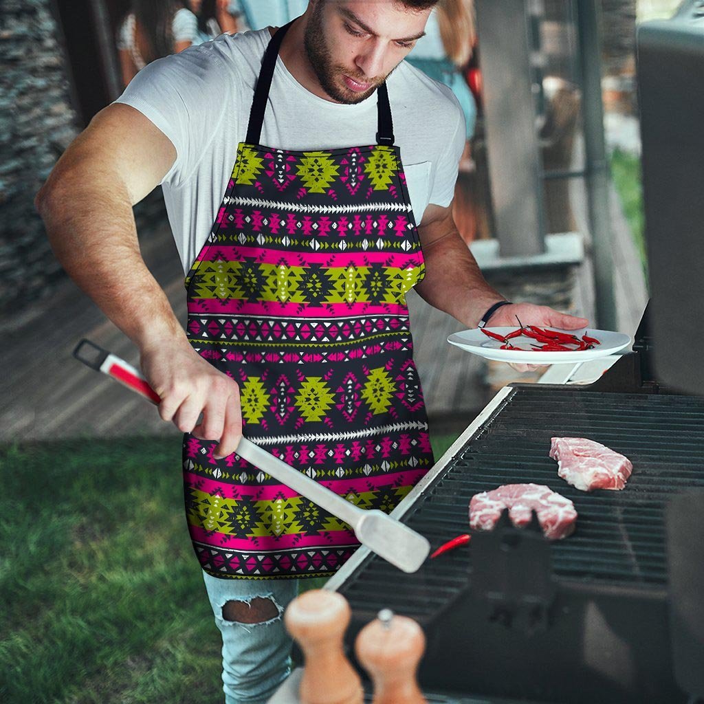 Pink Tribal Aztec Grunge Men's Apron-grizzshop