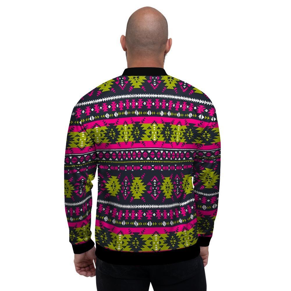 Pink Tribal Aztec Grunge Men's Bomber Jacket-grizzshop