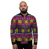 Pink Tribal Aztec Grunge Men's Bomber Jacket-grizzshop