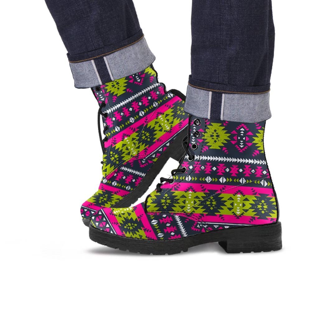 Pink Tribal Aztec Grunge Men's Boots-grizzshop