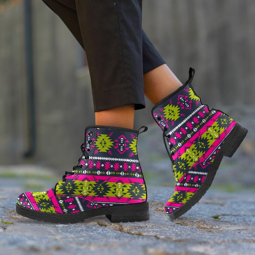 Pink Tribal Aztec Grunge Men's Boots-grizzshop