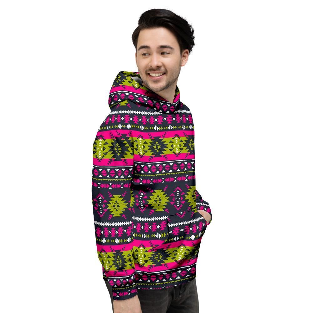 Pink Tribal Aztec Grunge Men's Hoodie-grizzshop