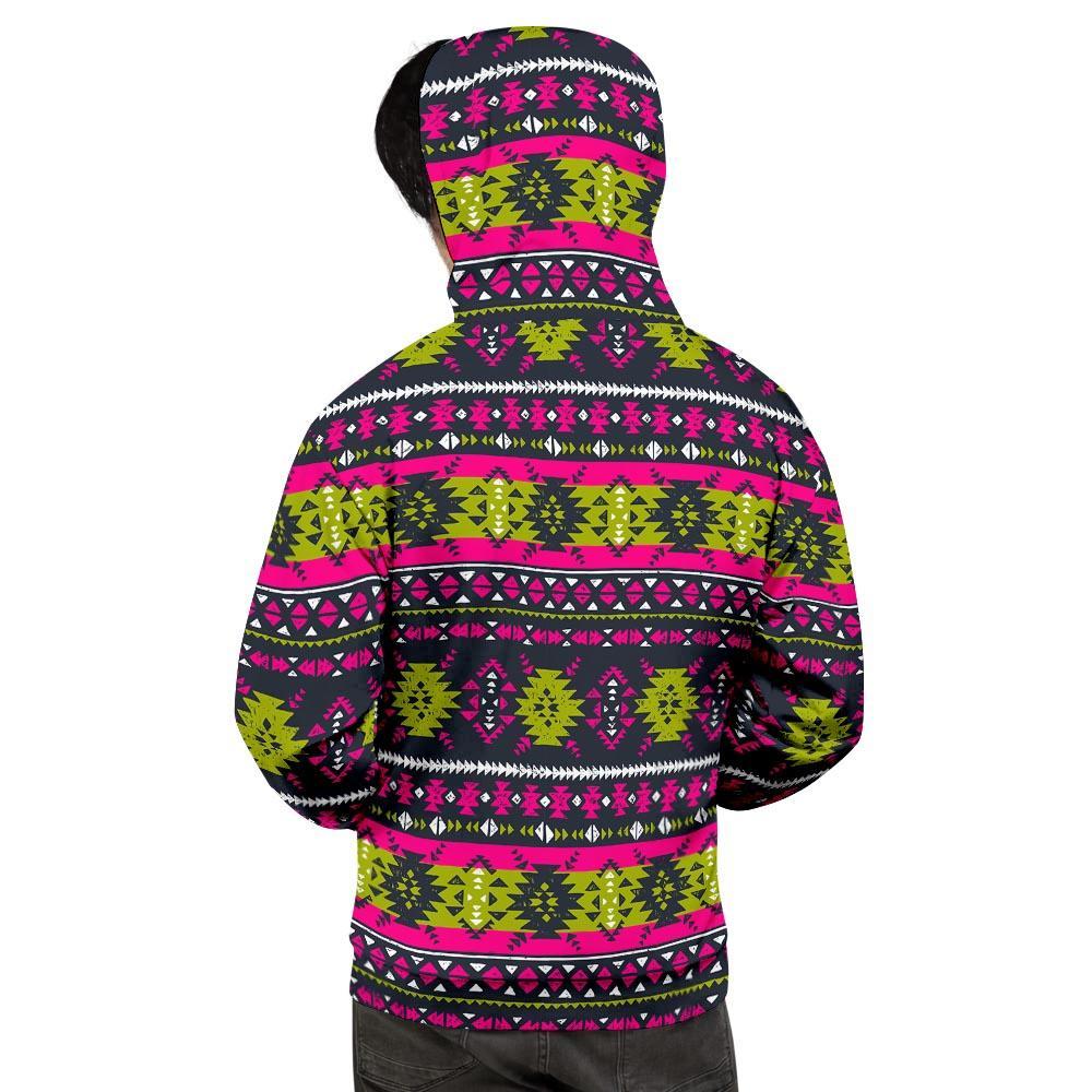 Pink Tribal Aztec Grunge Men's Hoodie-grizzshop