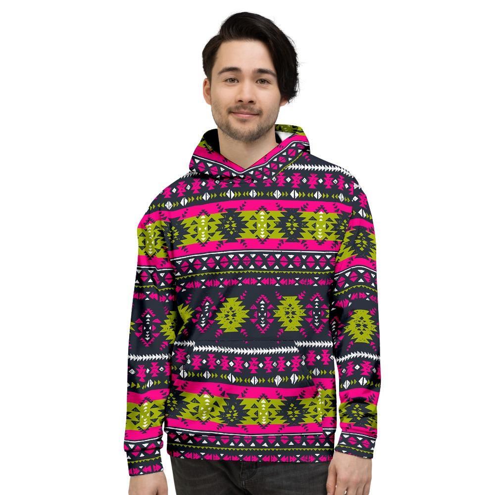 Pink Tribal Aztec Grunge Men's Hoodie-grizzshop