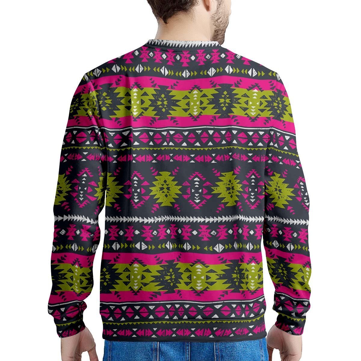 Pink Tribal Aztec Grunge Men's Sweatshirt-grizzshop