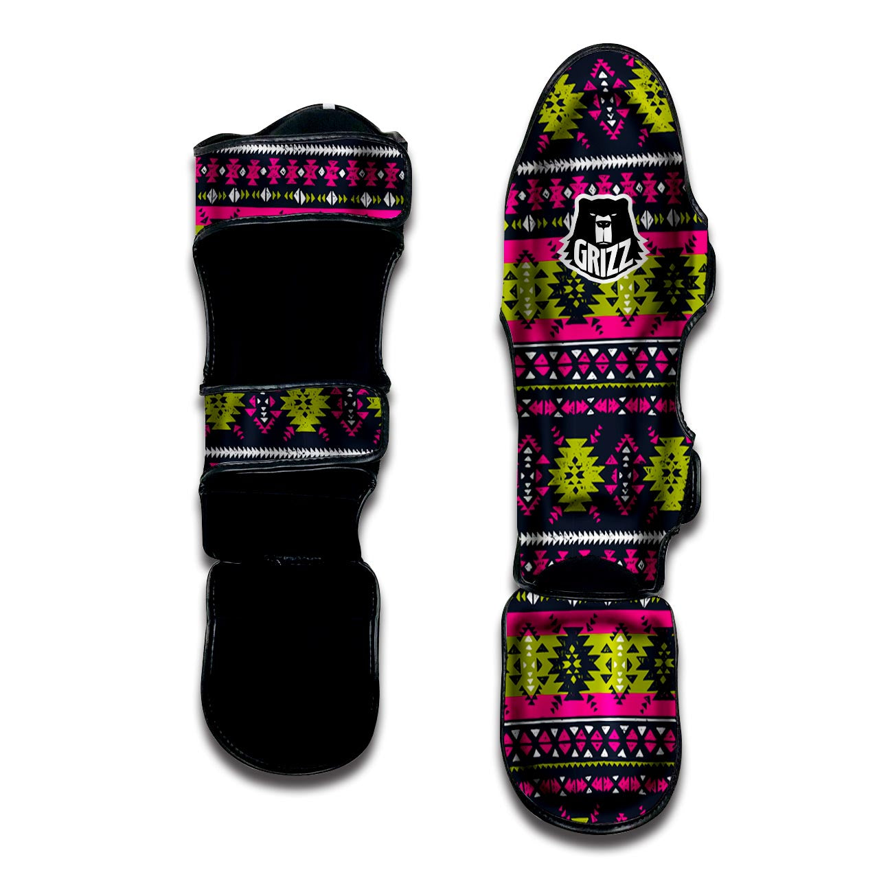 Pink Tribal Aztec Grunge Muay Thai Shin Guard-grizzshop