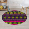 Pink Tribal Aztec Grunge Round Rug-grizzshop