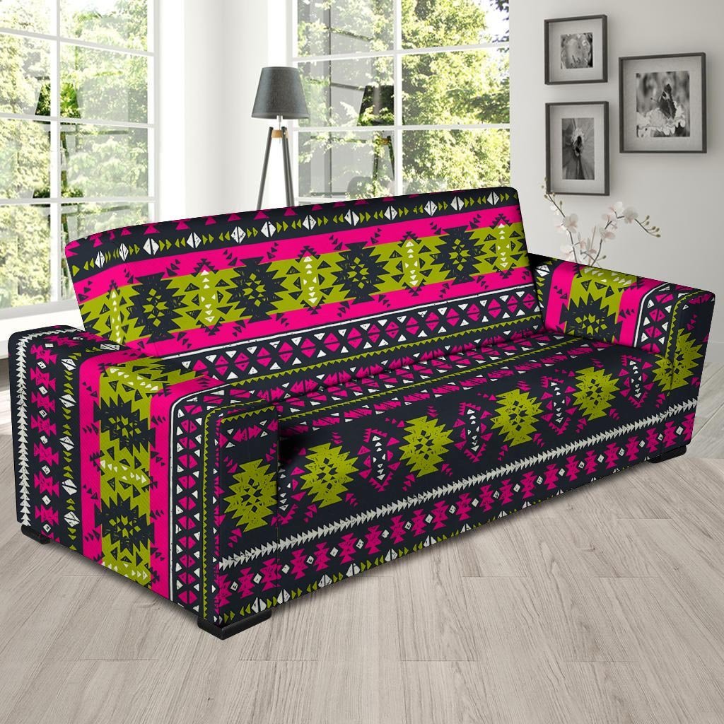 Pink Tribal Aztec Grunge Sofa Cover-grizzshop