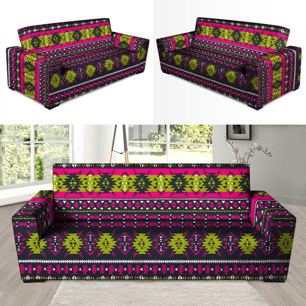 Pink Tribal Aztec Grunge Sofa Cover-grizzshop