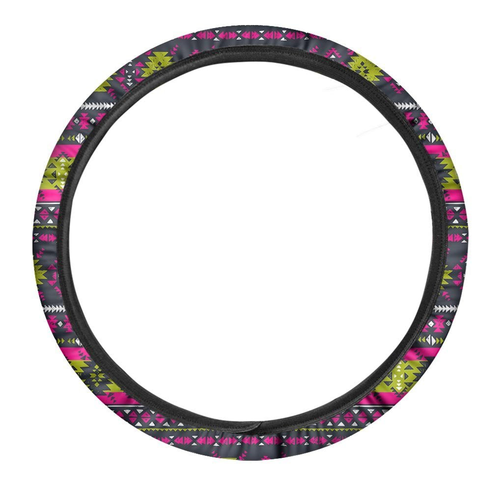 Pink Tribal Aztec Grunge Steering Wheel Cover-grizzshop