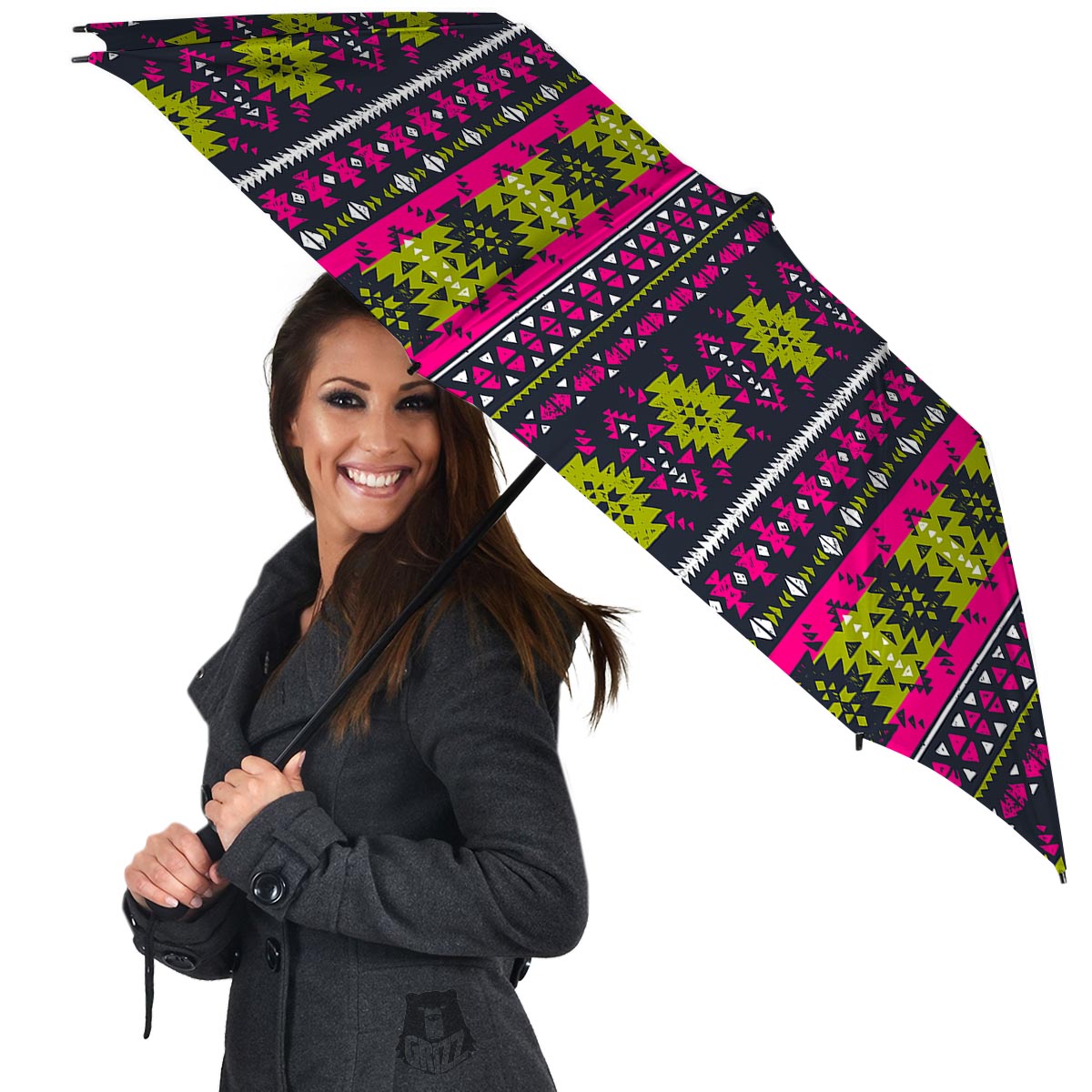 Pink Tribal Aztec Grunge Umbrella-grizzshop