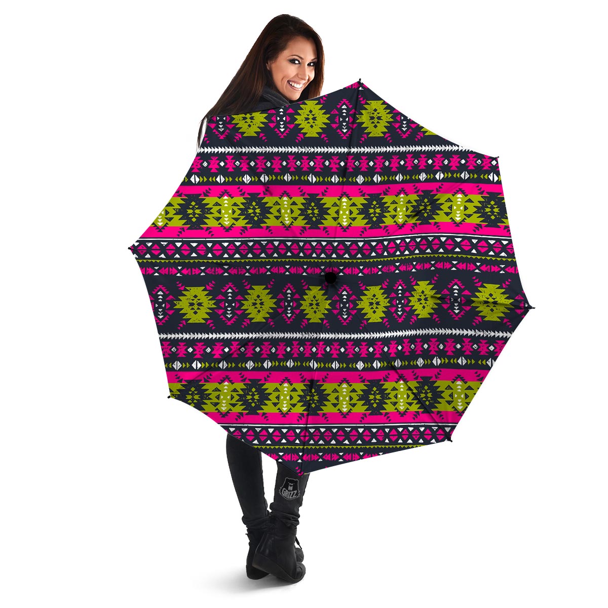 Pink Tribal Aztec Grunge Umbrella-grizzshop