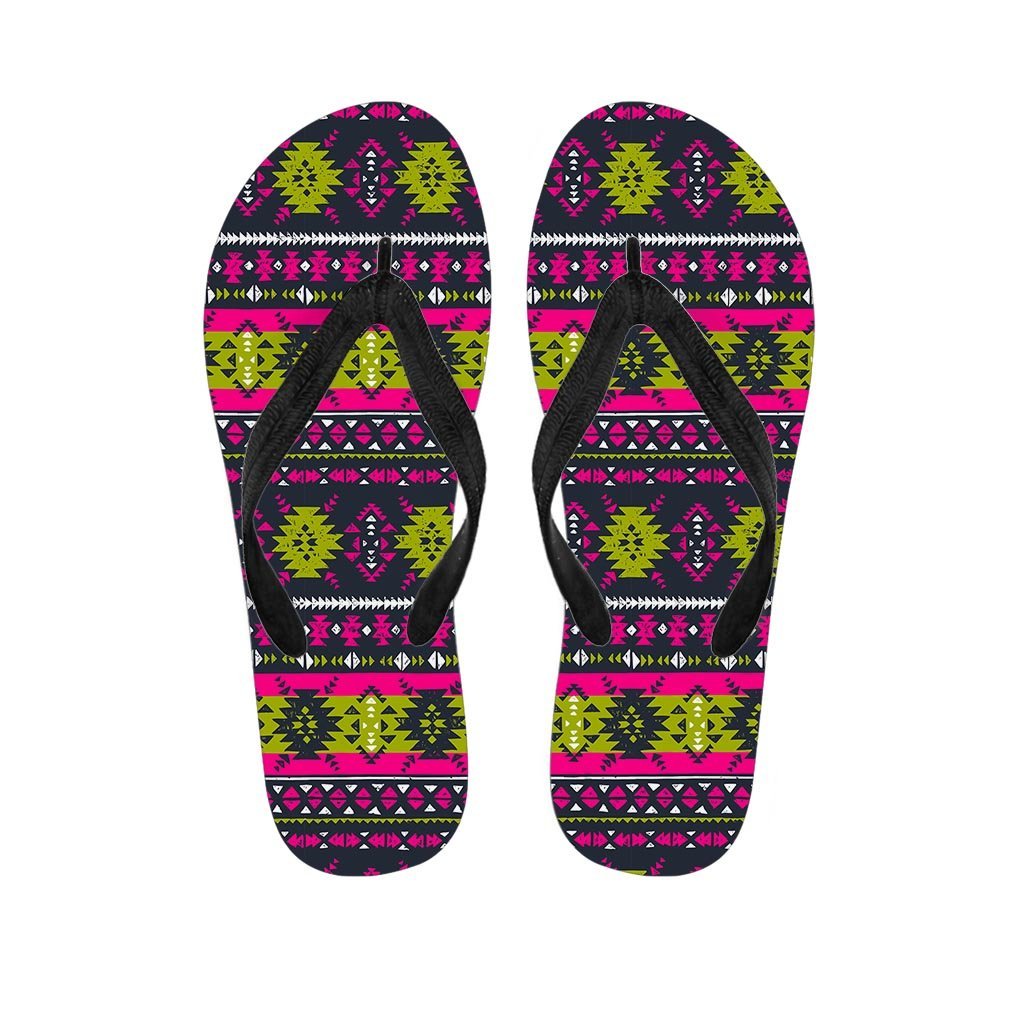 Pink Tribal Aztec Grunge Women's Flip Flops-grizzshop