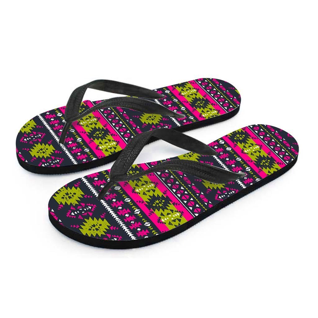 Pink Tribal Aztec Grunge Women's Flip Flops-grizzshop