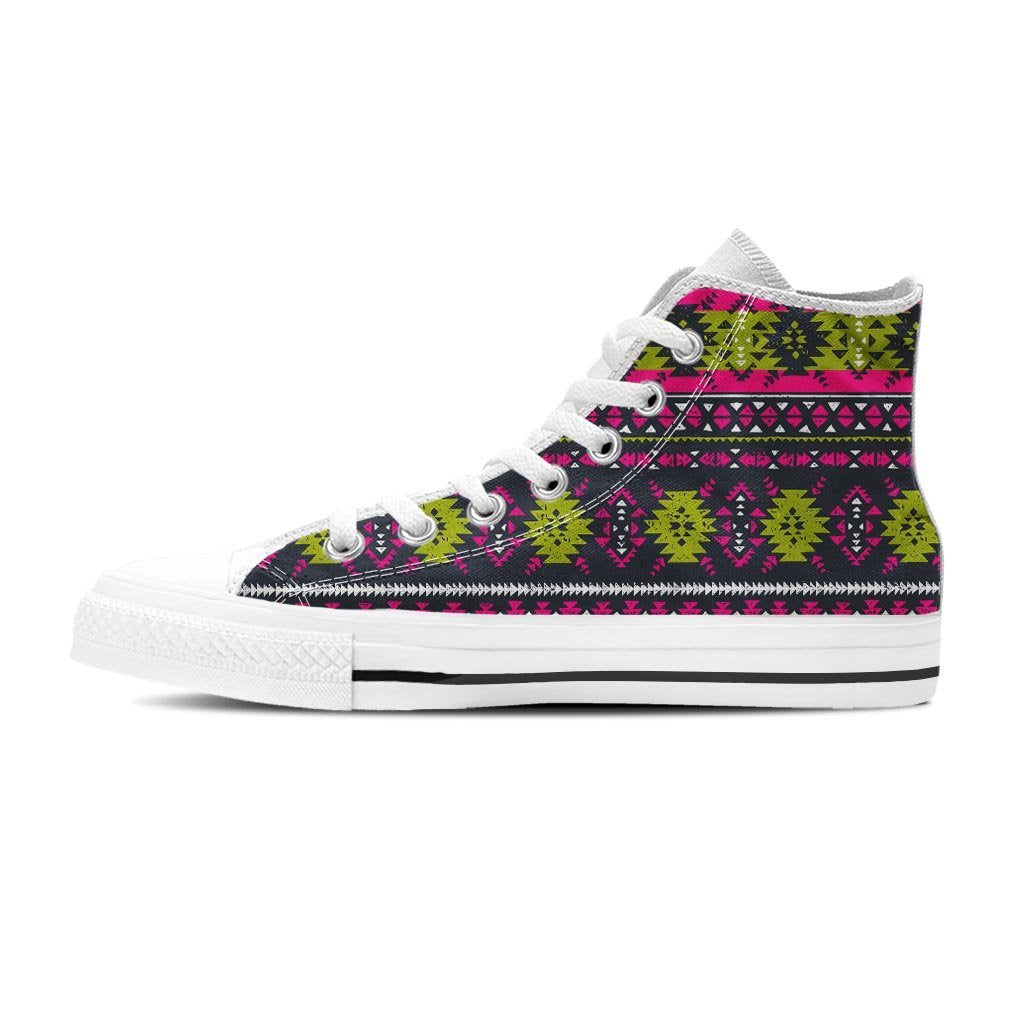 Pink Tribal Aztec Grunge Women's High Top Shoes-grizzshop