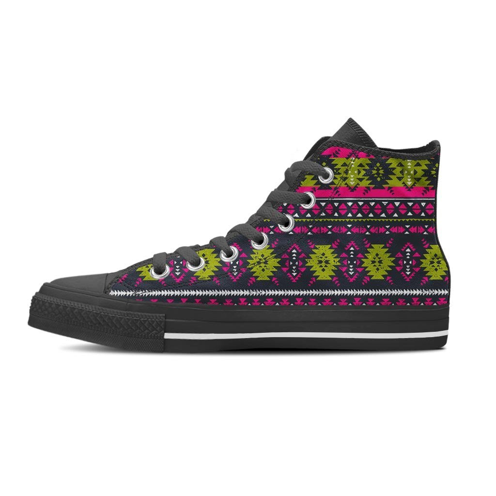 Pink Tribal Aztec Grunge Women's High Top Shoes-grizzshop
