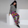 Pink Tribal Aztec Grunge Women's Joggers-grizzshop