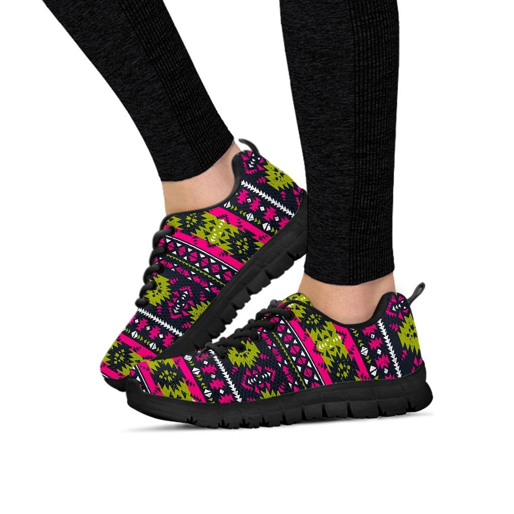 Pink Tribal Aztec Grunge Women's Sneakers-grizzshop