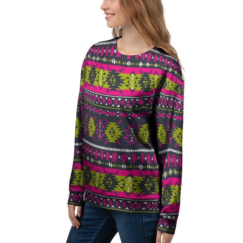 Pink Tribal Aztec Grunge Women's Sweatshirt-grizzshop