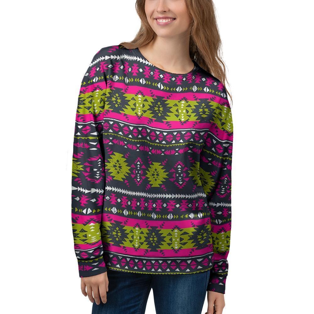 Pink Tribal Aztec Grunge Women's Sweatshirt-grizzshop