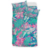 Pink Tropical Palm Leaves Hawaiian Pattern Print Duvet Cover Bedding Set-grizzshop