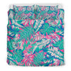 Pink Tropical Palm Leaves Hawaiian Pattern Print Duvet Cover Bedding Set-grizzshop