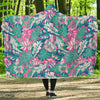 Pink Tropical Palm Leaves Hawaiian Pattern Print Hooded Blanket-grizzshop