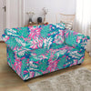 Pink Tropical Palm Leaves Hawaiian Pattern Print Loveseat Cover-grizzshop