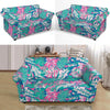 Pink Tropical Palm Leaves Hawaiian Pattern Print Loveseat Cover-grizzshop