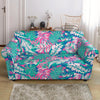 Pink Tropical Palm Leaves Hawaiian Pattern Print Loveseat Cover-grizzshop