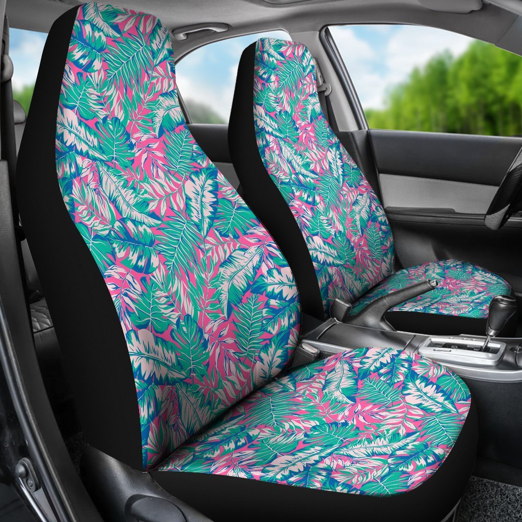 Pink Tropical Palm Leaves Hawaiian Pattern Print Universal Fit Car Seat Cover-grizzshop