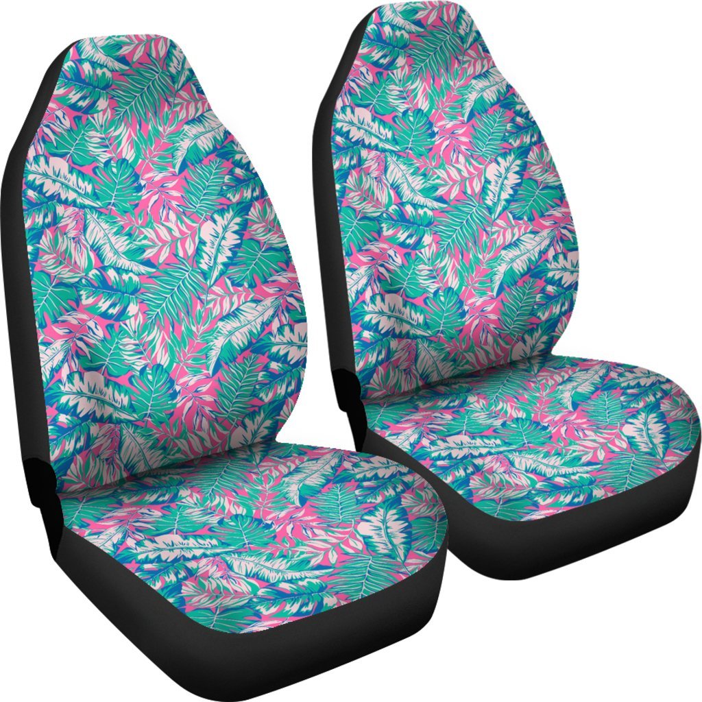 Pink Tropical Palm Leaves Hawaiian Pattern Print Universal Fit Car Seat Cover-grizzshop